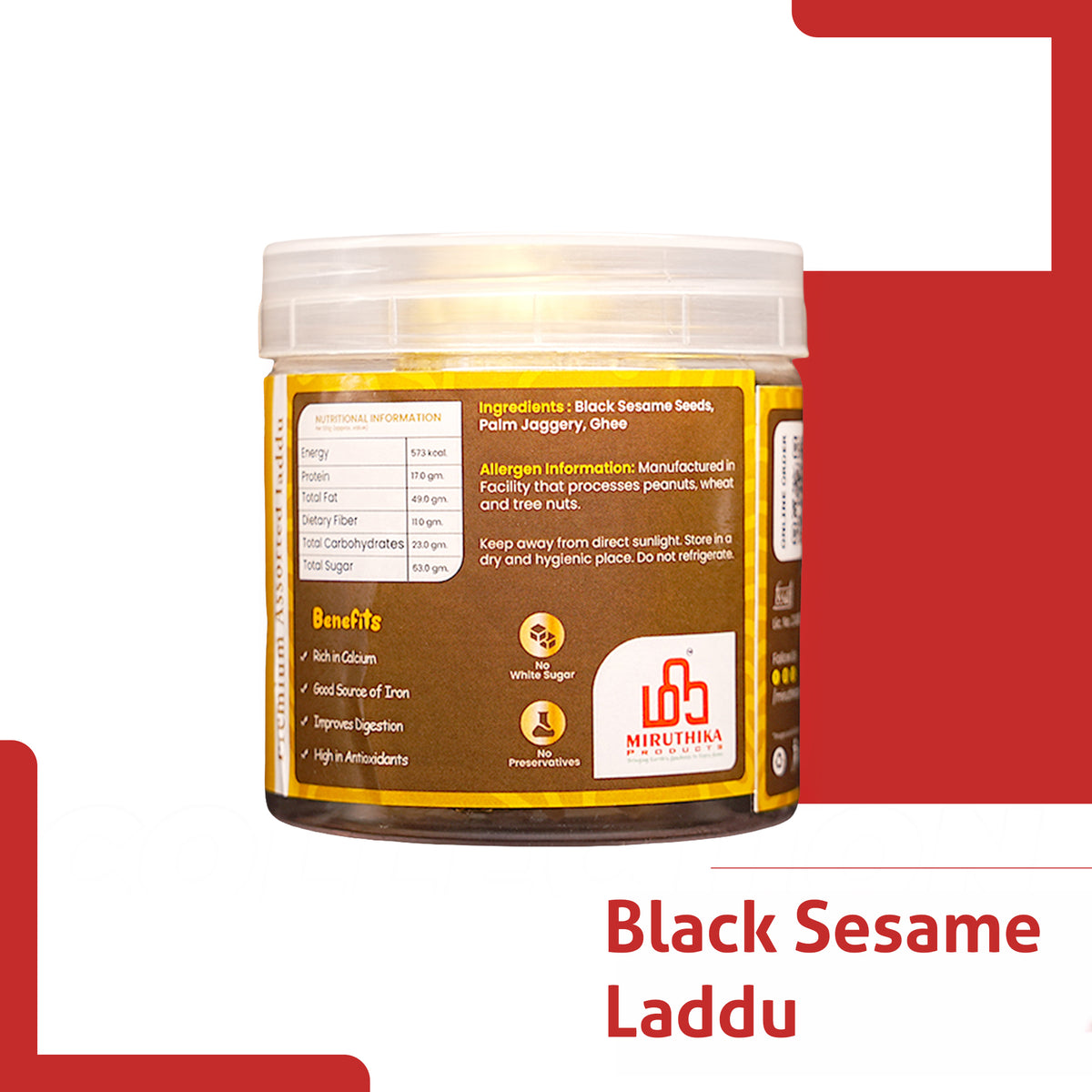 Miruthika Black Sesame Laddu | Pure Ghee
