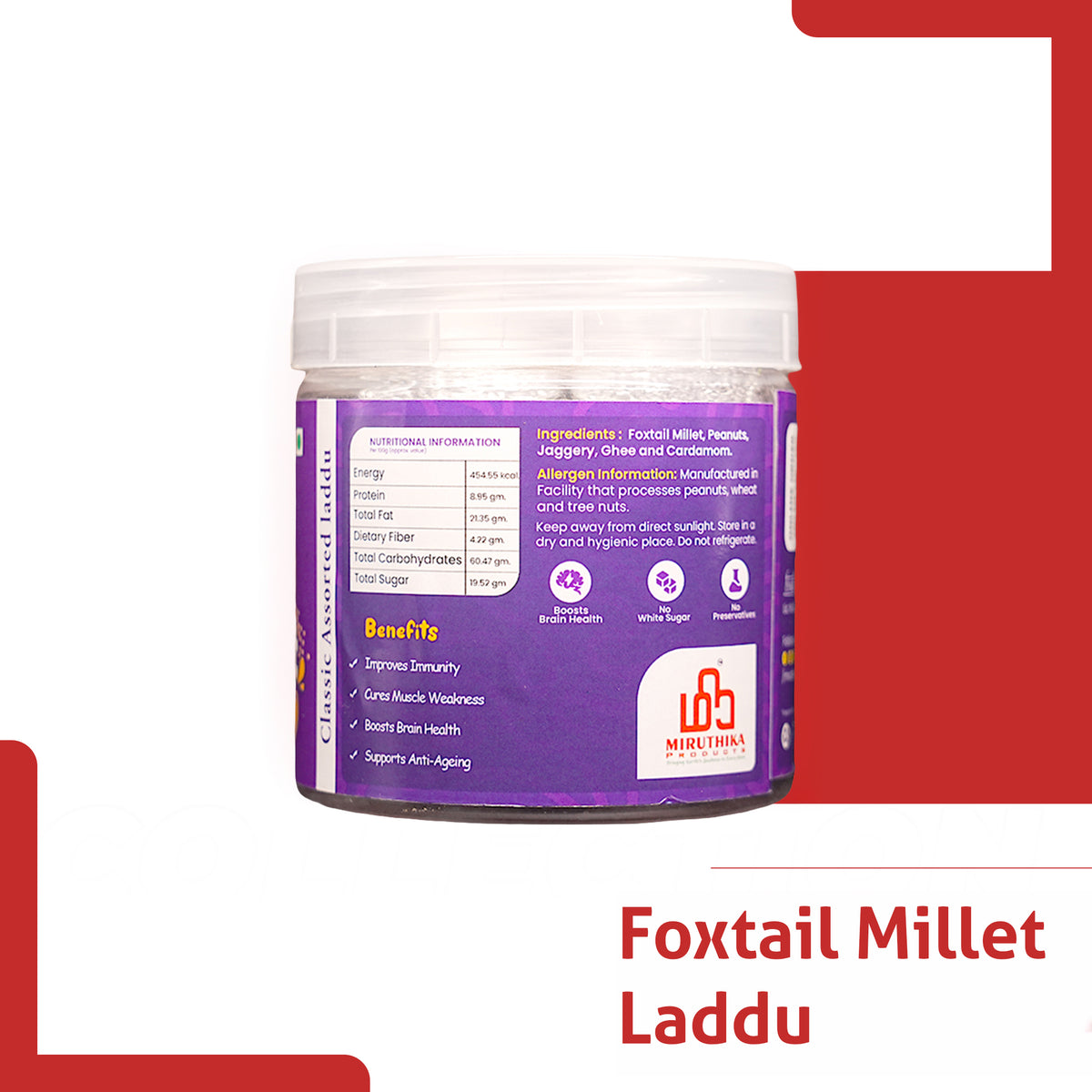 Miruthika Foxtail Millet Ghee Laddu | Pure Ghee | 200g