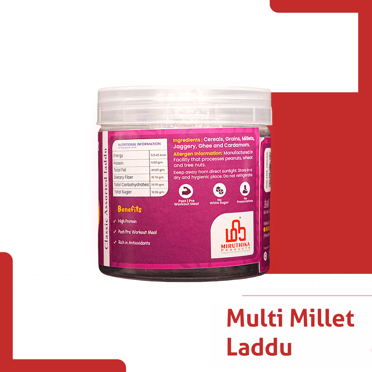 Miruthika Multi Millet Laddu | Pure Ghee