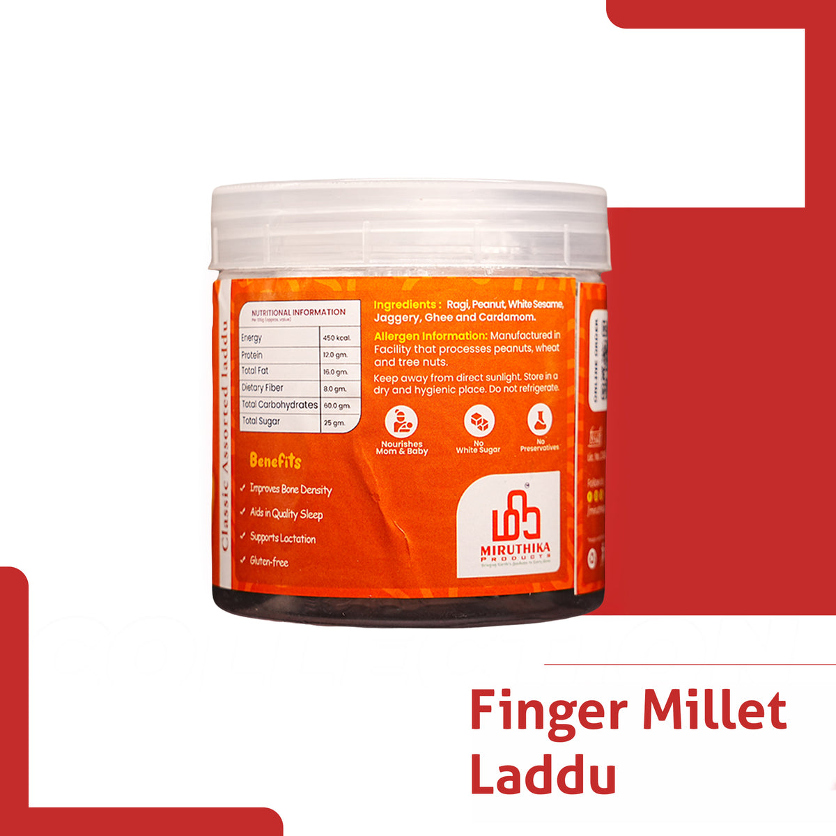 Miruthika Finger Millet Laddu | Pure Ghee