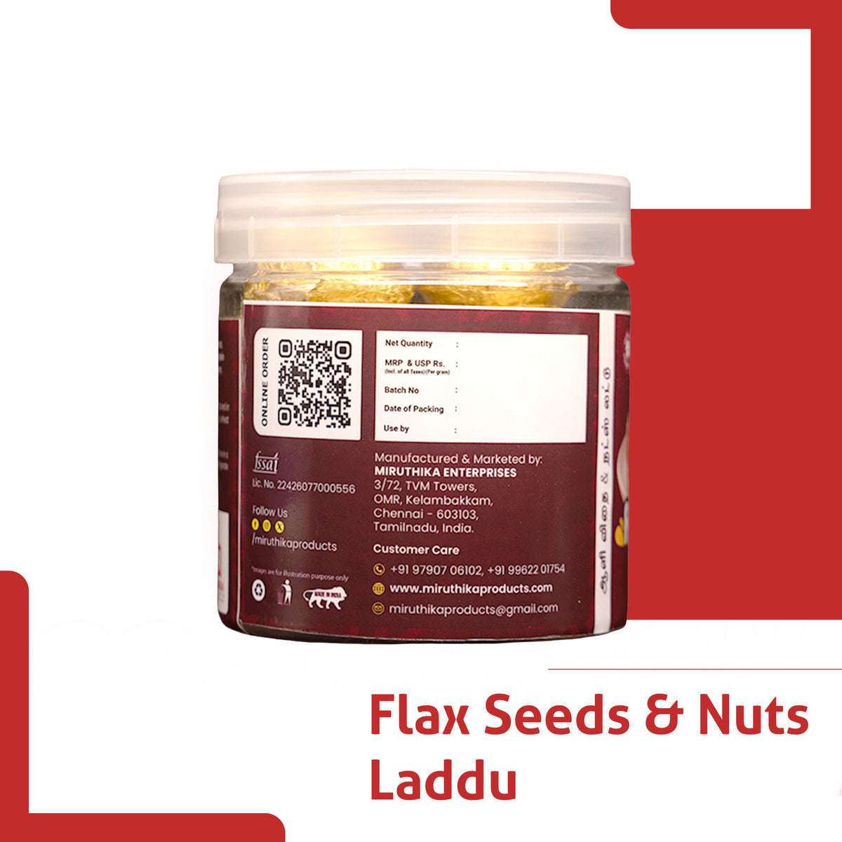 Miruthika Flax Seeds & Nuts Laddu | Pure Ghee